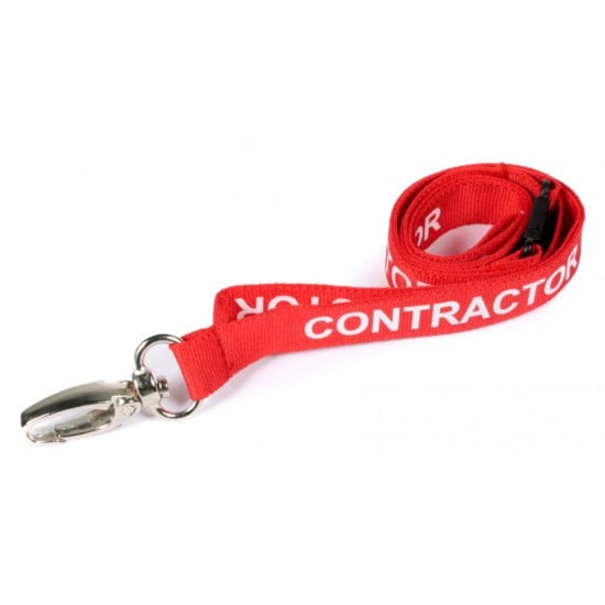 Pre-printed CONTRACTOR Lanyards with Metal Lobster Clip Red