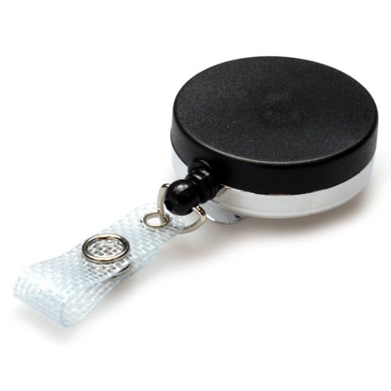 Heavy Duty Yo-Yo Chrome and Black Badge Reel with metal cord - Strap fitting