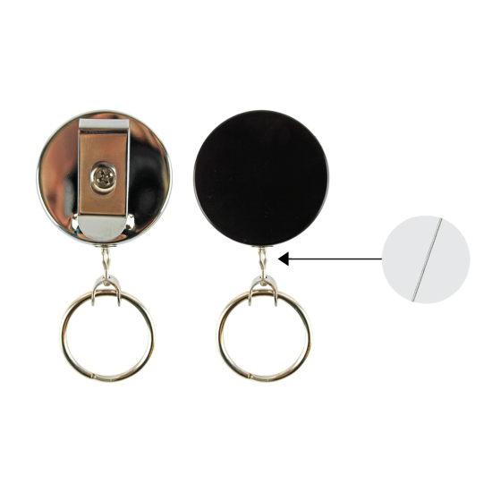 Heavy Duty Yo-Yo Chrome and Black Badge Reel - Keyring - Pack of 25