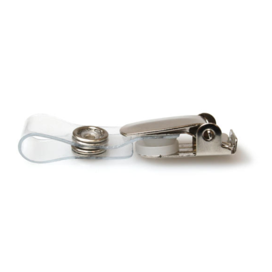Locking Lever Clip with Clear Strap and Metal Popper Fastening - Pack of 100