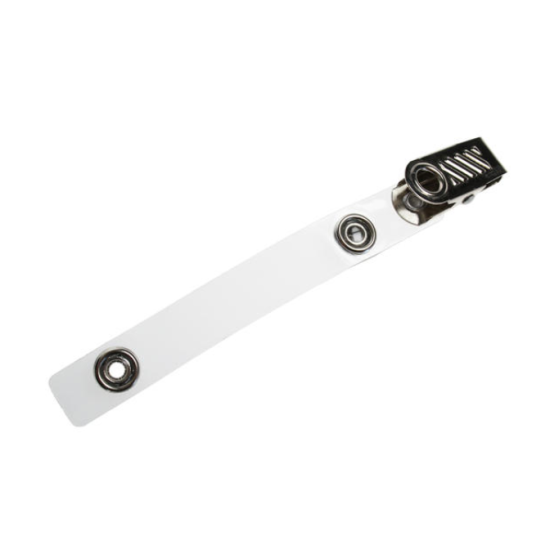 Crocodile Clip with Clear Strap and Metal Popper Fastening - Pack of 100