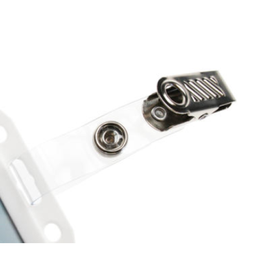Crocodile Clip with Clear Strap and Metal Popper Fastening - Pack of 100