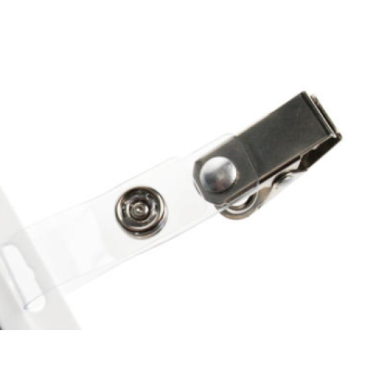 Crocodile Clip with Clear Strap and Metal Popper Fastening - Pack of 100