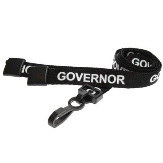Orange Pre-printed GOVERNOR Lanyards with Black Plastic Clip - pack of 10