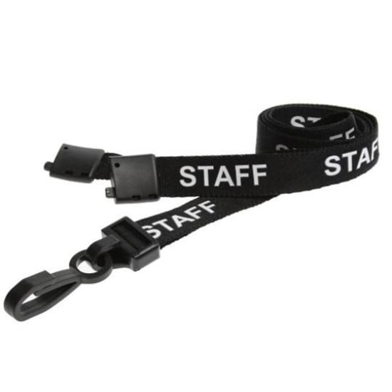 15mm Pre-Printed STAFF Lanyard with Black Plastic Clip - pack of 100 - IN STOCK!
