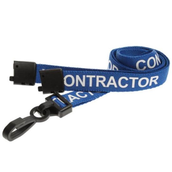 15mm Pre-printed CONTRACTOR Lanyard with Black Plastic Clip - pack of 100