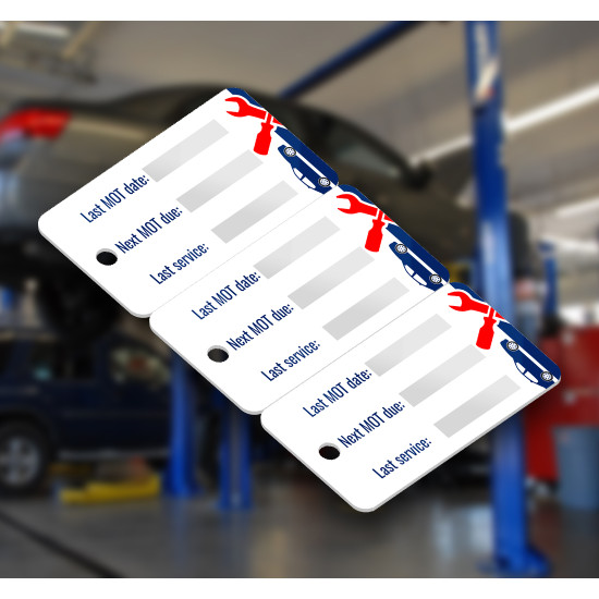 MOT / Service / Appointment Reminder Tags - 3UP Printed Keytags