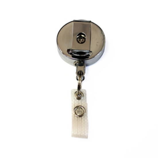Heavy Duty Metal Badge Reel with Strap Fitting - Black