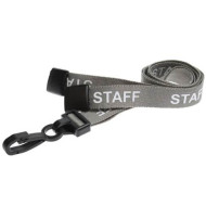 15mm Pre-Printed STAFF Lanyard with Black Plastic Clip - pack of 100