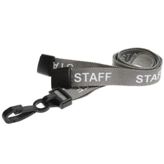 15mm Pre-Printed STAFF Lanyard with Black Plastic Clip - pack of 100