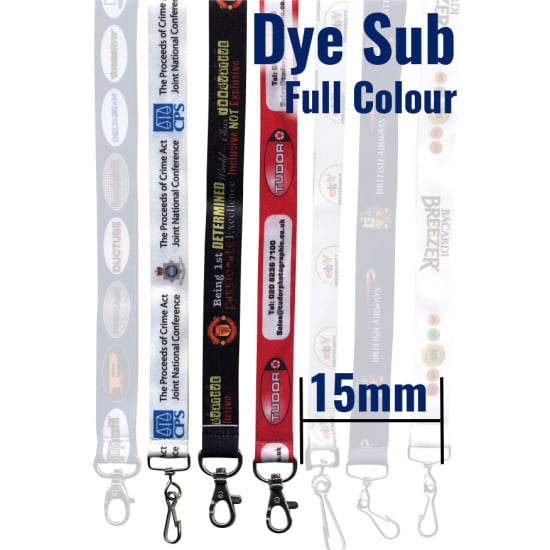 15mm Dye Sublimation full colour personalised lanyards - 15-20 day delivery