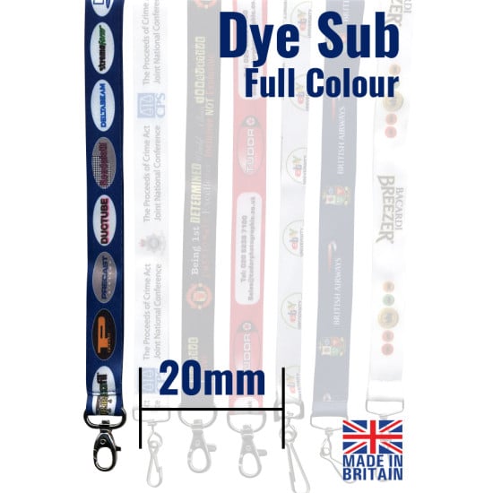 20mm Dye Sublimation RPET Personalised Lanyards – Express 3 Day Delivery