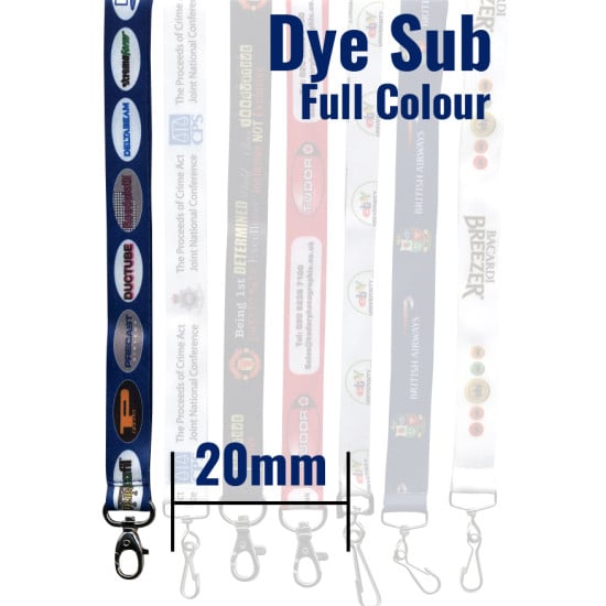 20mm Dye Sublimation full colour personalised lanyards - 15-20 day delivery