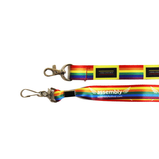 Personalised Rainbow Lanyard with Trigger and Dog Clip