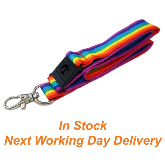 20mm Rainbow Striped Polyester Lanyards – Pack of 25