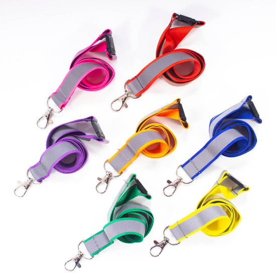20mm Reflective Hi-Viz Polyester Lanyards – 7 Colours Available – Pack of 25