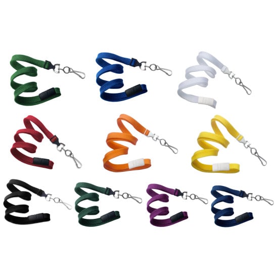 10mm Plain Lanyard with Metal Dog Clip - 11 Colours Available (Pack of 25)