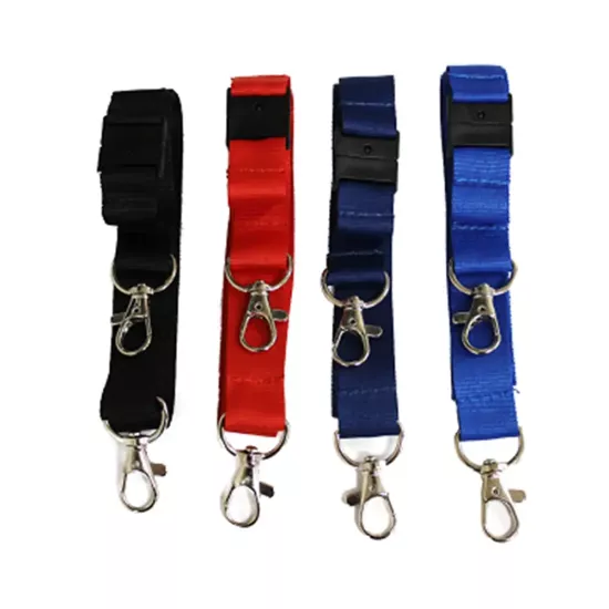 20mm Plain Polyester Lanyards With Two Metal Trigger Clips & Health and Safety Breakaway - pack of 100