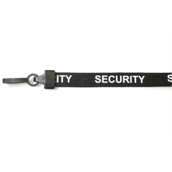 15mm Pre-Printed SECURITY Lanyard with Black Plastic Clip - pack of 100