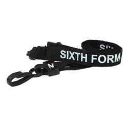 15mm Pre-Printed SIXTH FORM Lanyard in Black with Black Plastic Clip - Pack of 100 15mm Pre-Printed SIXTH FORM Lanyard in Black with Black Plastic Clip - Pack of 100