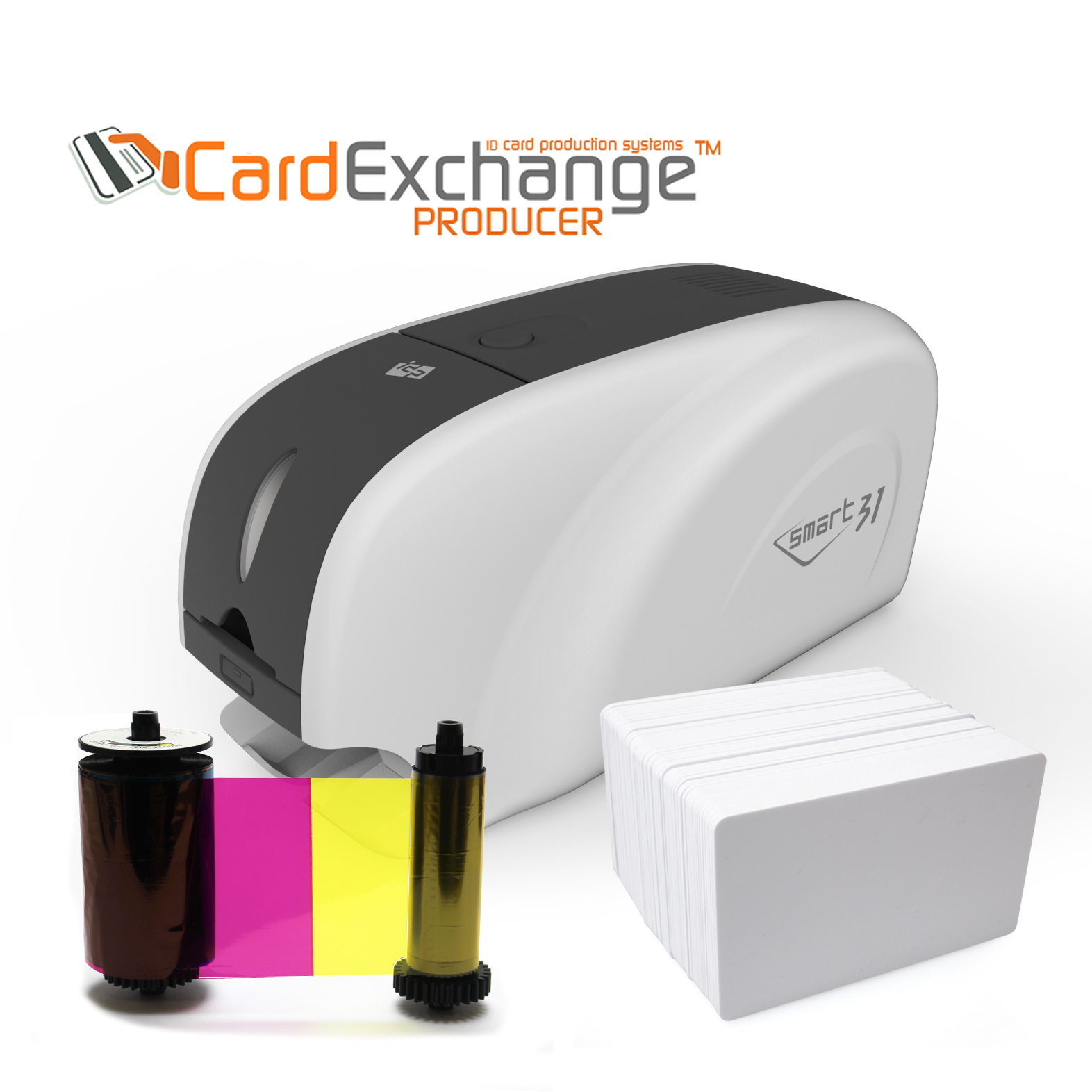 IDP SMART-31 Series ID Card Simplex Printer Kit with Software Manual and Guides Includes 250-Print YMCKO Color Ribbon and 100 PVC Plastic Cards 