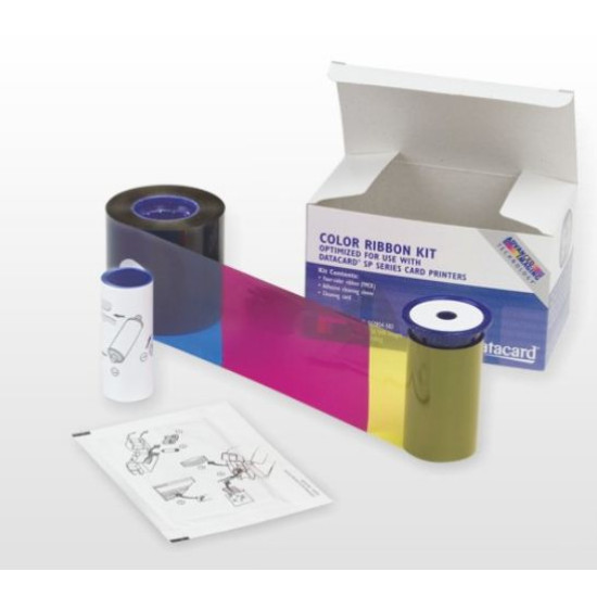 Datacard 568971-004 YMCKPO Colour Ribbon With Cleaning Card and Cleaning Roller 