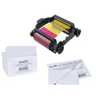 Evolis Badgy VBDG205EU Badgy Consumables Kit - 1 x colour ribbon - 100 x 30 mil Cards - 1 x cleaning kit
