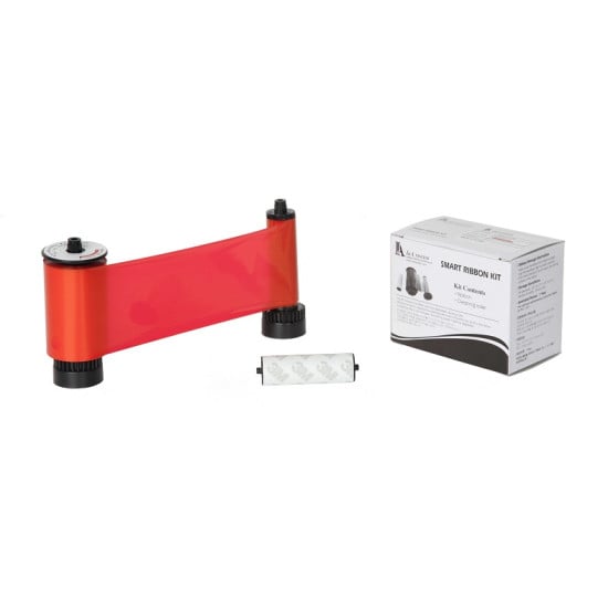 IDP Smart 50 red Monochrome Printer Ribbon with Cleaning Roller