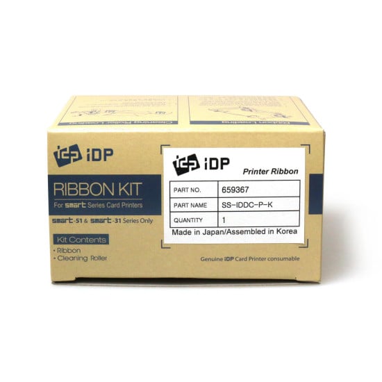 IDP SMART 21 Black Monochrome Printer Ribbon With Cleaning Roller - 653382