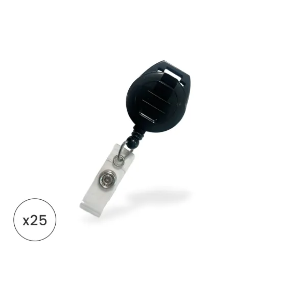Black Badge Reel with Lanyard Clip Fitting (Pack of 25) Black Badge Reel with Lanyard Clip Fitting (Pack of 25)