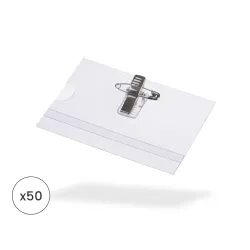 Conference Badges with pin and clip - 90mm x 60mm insert size - pack of 50 Conference Badges with pin and clip - 90mm x 60mm insert size - pack of 50