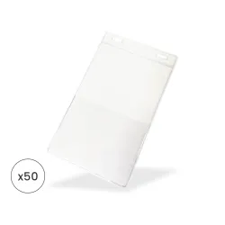 Event Badge Holder - Vinyl pouch with pocket at bottom - Portrait - pack of 50 Event Badge Holder - Vinyl pouch with pocket at bottom - Portrait - pack of 50