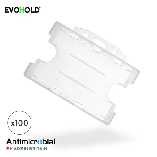 Evohold Antimicrobial Open-Faced Card Holders Landscape Double Sided - Pack of 100
