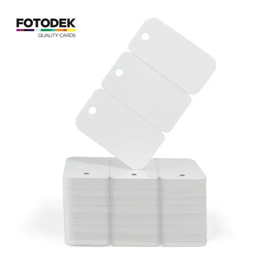 FOTODEK® Blank White PVC 3 Up Key Tag Snap Cards (Pack of 100)