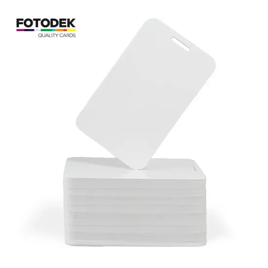 FOTODEK® Blank White Adhesive Card Portrait Slot Punch (Pack of 100)