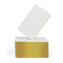 FOTODEK® PVC Plain White Gold Foil Edge Cards (Pack of 100) FOTODEK® PVC Plain White Gold Foil Edge Cards (Pack of 100)