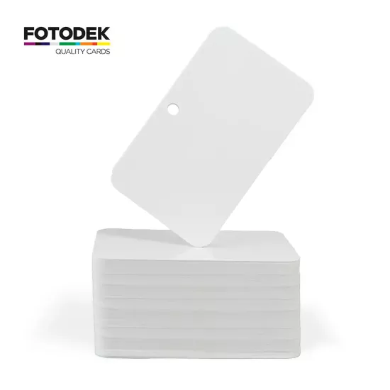 FOTODEK® White PVC Cards Landscape Hole Punch (Pack of 100)