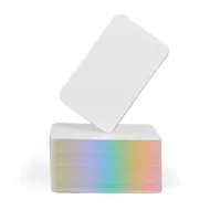 FOTODEK® PVC Plain White Spectrum Hologram Foil Edge Cards - Pack of 100