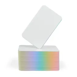 FOTODEK® PVC Plain White Spectrum Hologram Foil Edge Cards - Pack of 100 FOTODEK® PVC Plain White Spectrum Hologram Foil Edge Cards - Pack of 100