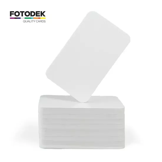 FOTODEK® White PVC Adhesive Cards Paper Backing 320 Micron (Pack of 100)