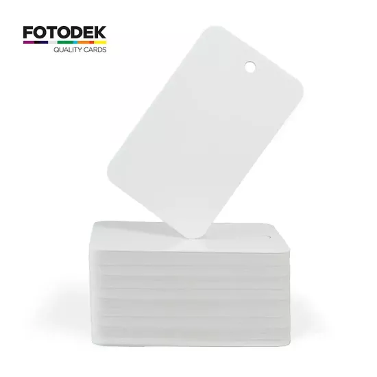 FOTODEK® Blank White PVC Cards Portrait Hole Punch (Pack of 100) 