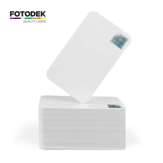 FOTODEK® Blank White PVC Cards with Security HoloImage (Pack of 100)