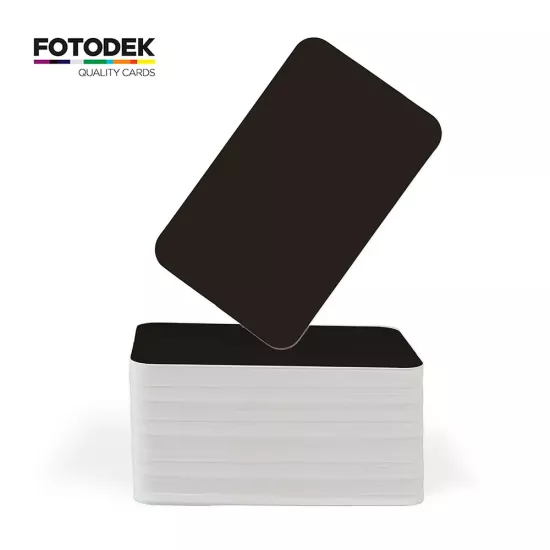 FOTODEK® White Core Chalkboard Matte Black PVC Cards (Pack of 100)