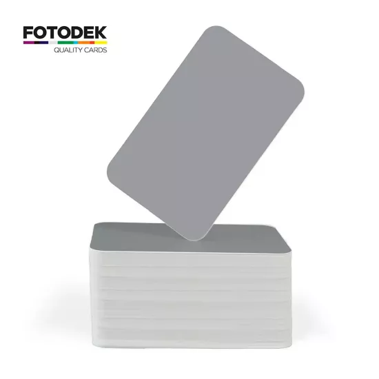 FOTODEK® White Core Chandelier Silver PVC Cards (Pack of 100) 