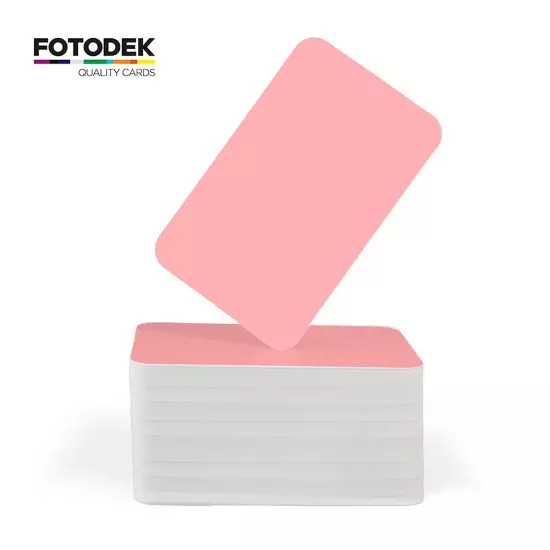 FOTODEK® White Core Dusky Pink PVC Cards (Pack of 100)