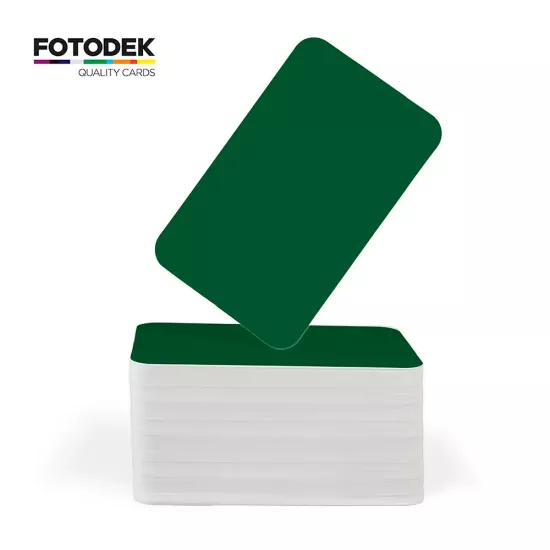FOTODEK® White Core Forest Green PVC Cards (Pack of 100)
