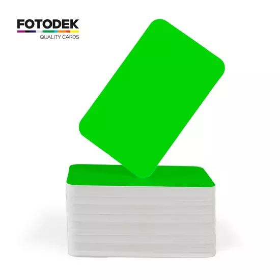 FOTODEK® White Core Jolt Green PVC Cards (Pack of 100)