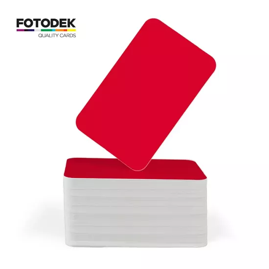 FOTODEK® White Core Parade Red PVC Cards (Pack of 100)