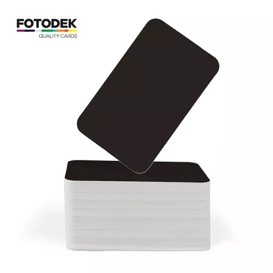 FOTODEK® White Core Phantom Black PVC White Rear Cards (Pack of 100)