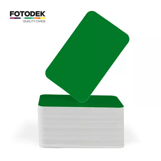FOTODEK® White Core Spring Green PVC Cards (Pack of 100)